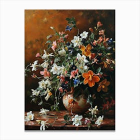Baroque Floral Still Life Columbine 2 Canvas Print