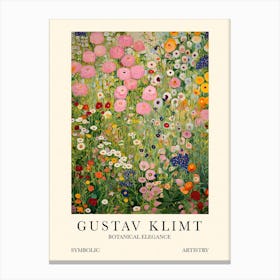 Gustav Klimt Flower Garden Pink And Green Canvas Print