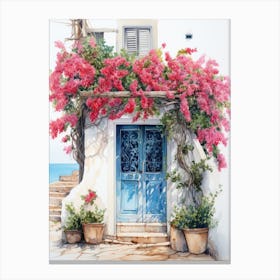 Amalfi, Italy   Mediterranean Doors Watercolour Painting 9 Canvas Print