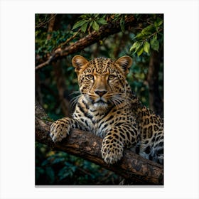 Leopard In The Forest Canvas Print