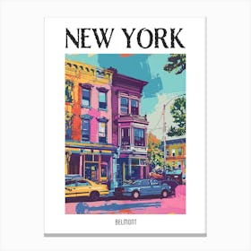 Belmont New York Colourful Silkscreen Illustration 4 Poster Canvas Print