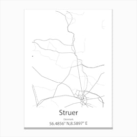 Struer,Denmark Minimalist Map Canvas Print