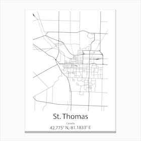 St Thomas,Canada Minimalist Map Canvas Print