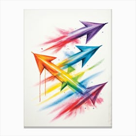 Arrows Composed Of Chalk And Crayon Strokes Floating Whimsically Against A Stark White Background (1) Canvas Print