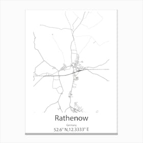 Rathenow,Germany Minimalist Map Canvas Print