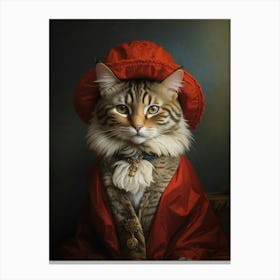 Cat In Red Hat Canvas Print