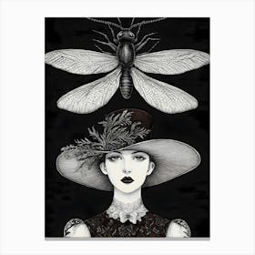 Lady And A Moth Canvas Print