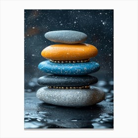 Pebbles In Rain Canvas Print