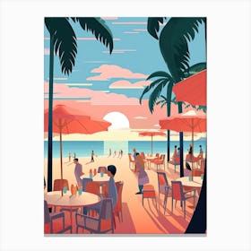 Waikiki Beach Hawaii, Usa, Graphic Illustration 3 Canvas Print
