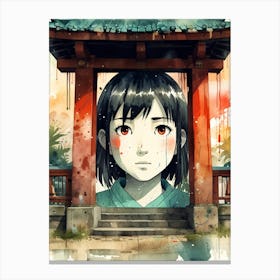 Girl In Front Of A Gate Canvas Print
