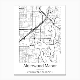 Alderwood Manor,United States Minimalist Map Canvas Print