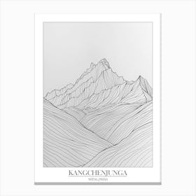 Kangchenjunga Nepal India Line Drawing 7 Poster Canvas Print