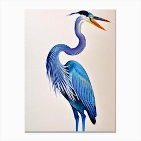 Great Blue Heron Watercolour Bird Canvas Print