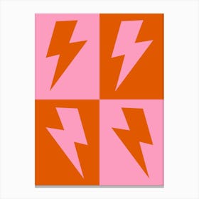 Lightning Bolts Pink and Orange Check Canvas Print
