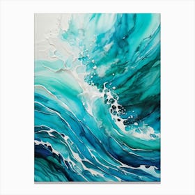 Abstract Turquoise Waves Envelop The Canvas Evoke Fresh Nautical Texture Churning Frothy Crests 2 1 Canvas Print