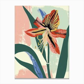 Colourful Flower Illustration Amaryllis 1 Canvas Print