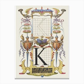 Vintage Calligraphy Letter K Canvas Print