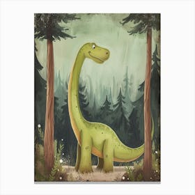 Cute Cartoon Dimorphodon Dinosaur Watercolour 1 Canvas Print