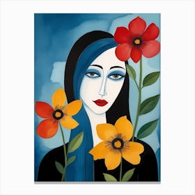 Floral Woman Painting (4) Canvas Print