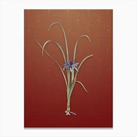 Vintage Grass Leaf Iris Botanical on Falu Red Pattern n.0653 Canvas Print