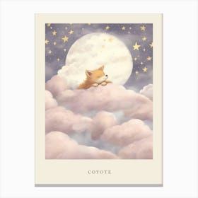 Sleeping Baby Coyote Nursery Poster Canvas Print