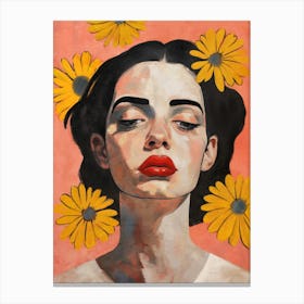 Woman With Yellow Flowers Canvas Print