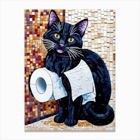 Black Cat With Toilet Paper Canvas Print