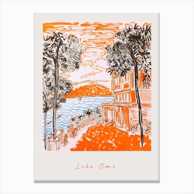 Lake Como Italy Orange Drawing Poster Canvas Print