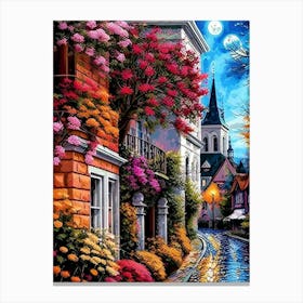 Street Scene At Night Canvas Print