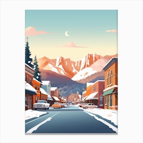 Vintage Winter Travel Illustration Aspen Colorado 1 Canvas Print