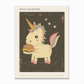 Unicorn Eating A Cheeseburger Muted Pastels 2 Poster Canvas Print