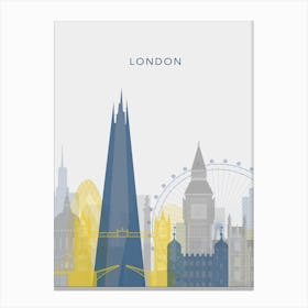 Yellow And Blue London Skyline Canvas Print