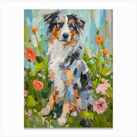 Australian Shepard Dog Acrylic Painting 1 Canvas Print