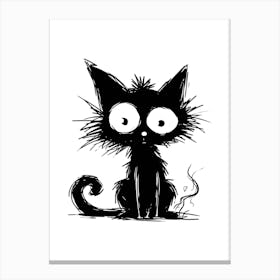 Whimsical Black Cat 2 Canvas Print