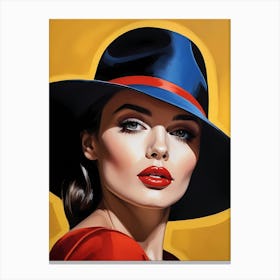 Woman Portrait With Hat Pop Art (114) Canvas Print