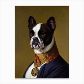 Bulldog Renaissance Portrait Oil Painting Canvas Print
