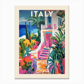 Capri Italy Fauvist Painting  Travel Poster Canvas Print