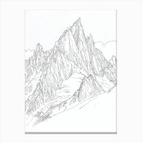Mount Whitney Usa Line Drawing 6 Canvas Print