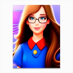 Portrait Of A Girl With Glasses Canvas Print