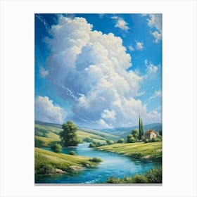 Cumulus Clouds Billowing Gentle Giants Against A Backdrop Of Vivid Azure Sky Tower Over A Varied (5) Canvas Print