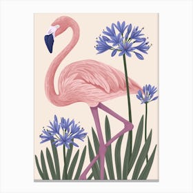 Chilean Flamingo Agapanthus Minimalist Illustration 2 Canvas Print