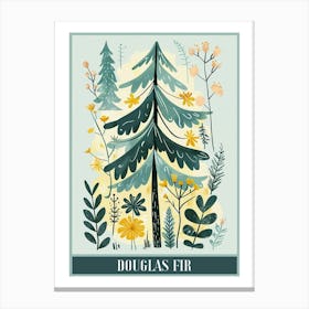 Douglas Fir Tree Illustration Flat 2 Poster Canvas Print