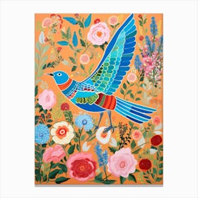 Maximalist Bird Painting Eastern Bluebird 4 Canvas Print