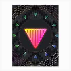 Neon Geometric Glyph in Pink and Yellow Circle Array on Black n.0056 Canvas Print