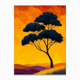 Sunset With Tree Canvas Print