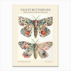 Velvet Butterflies Collection Butterfly Elegance William Morris Style 2 Canvas Print