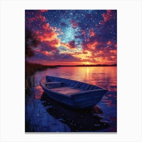 Boat At Sunset Canvas Print