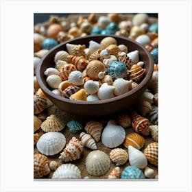 Sea Shells In A Bowl Canvas Print