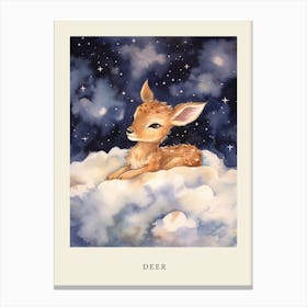 Baby Deer 9 Sleeping In The Clouds Nursery Poster Canvas Print