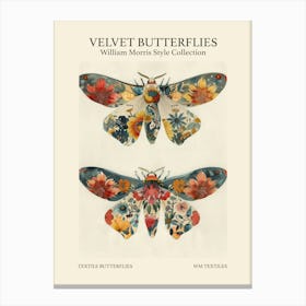 Velvet Butterflies Collection Textile Butterflies William Morris Style 10 Canvas Print